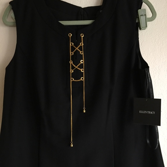 Ellen Tracy Sleeveless Lace Up Shift Dress - Picture 4 of 4